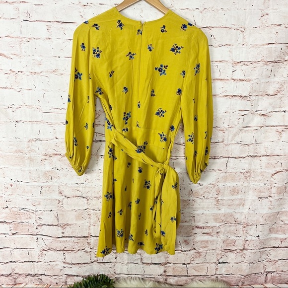 Faithfull The Brand Margot Yellow Floral Mini Dress Size 6 - Picture 4 of 9